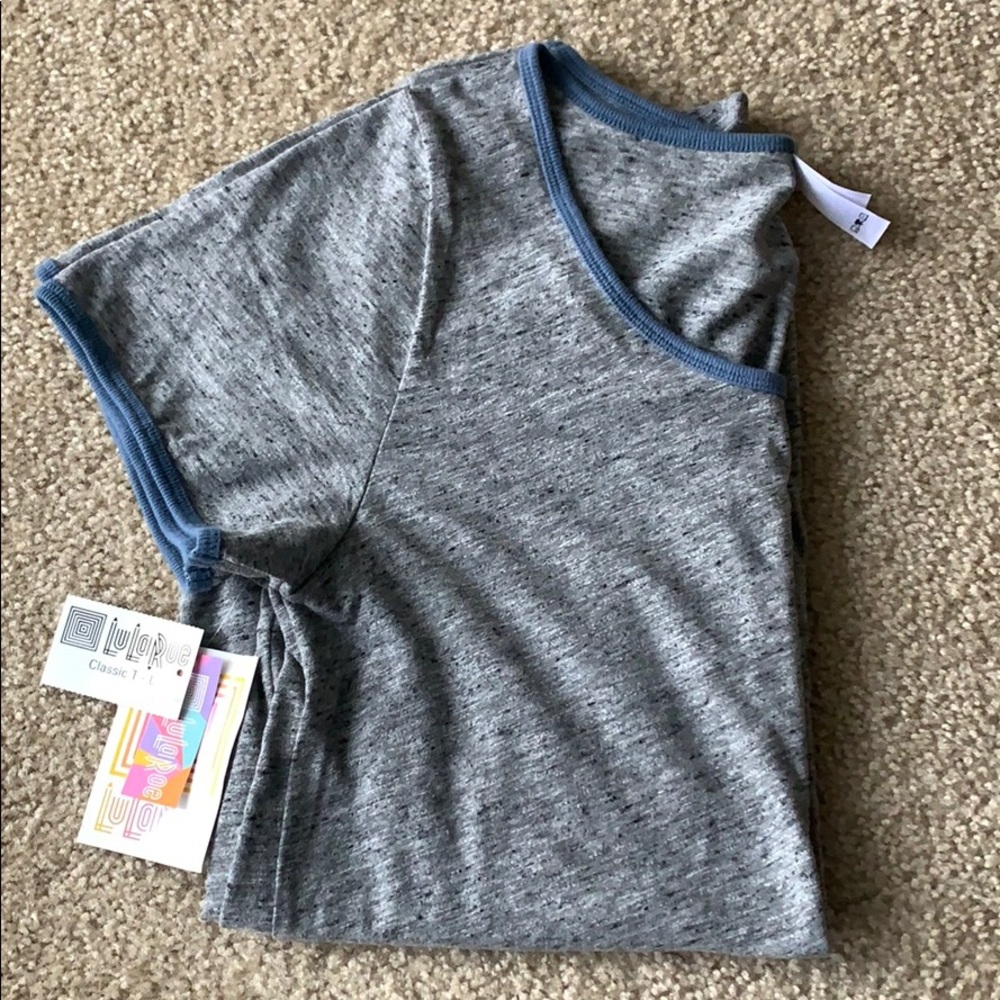 LuLaRoe Classic T Size Large Marled Grey Jean Blue